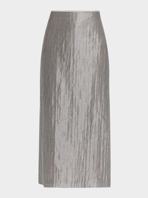 PESERICO Gonna Donna Metallic Linen Midi-Skirt