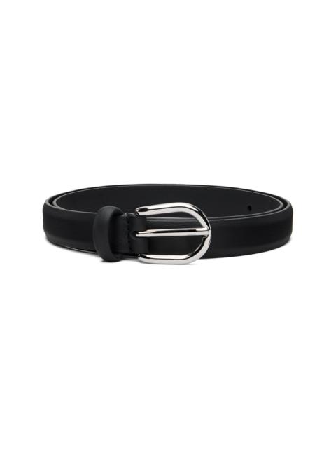 Anderson's Black Skinny Nappy Calf Leather Buckle Belt