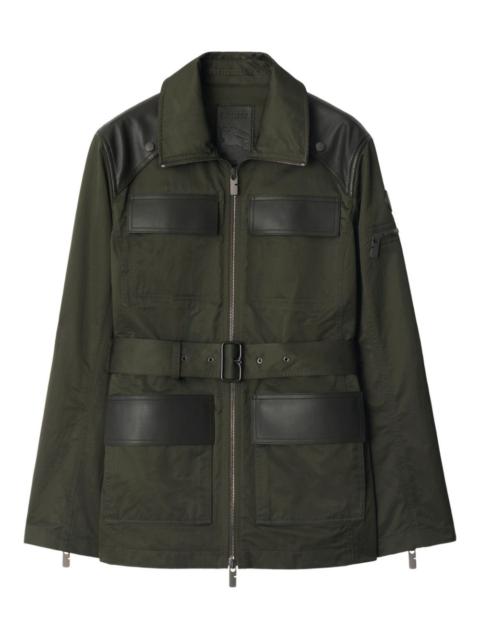 Burberry leather-trim belted jacket