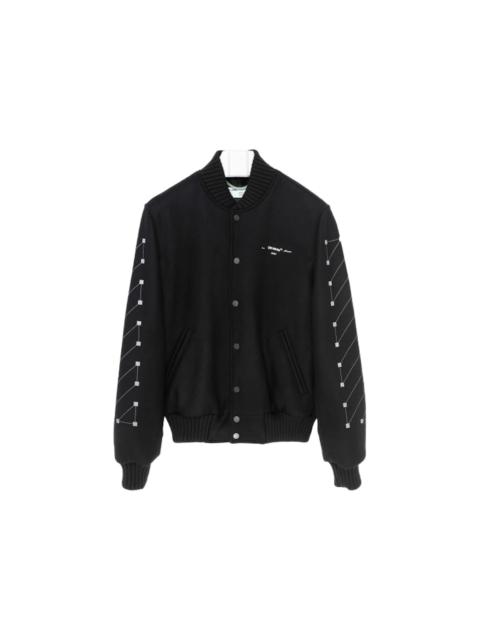 Off-White OFF-WHITE Embroidered Unfinished Arrows Varsity Jacket Black