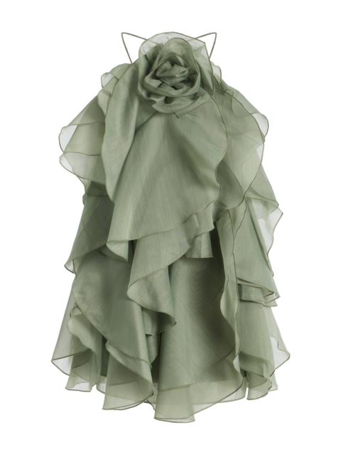 Aje. Pandorea Layered Organza Mini Dress green