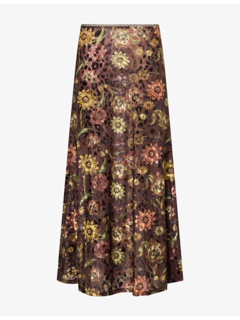 SIEDRÉS Siny Floral-Pattern Mesh Maxi Skirt
