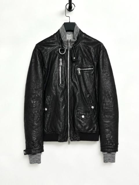 DSQUARED2 DSQUARED2 AW10 Two-Piece Knit-Panel Lambskin Motorcycle Jacket