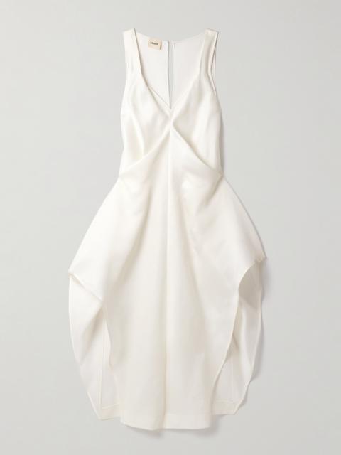 KHAITE Kenith Draped Cotton-taffeta Gown