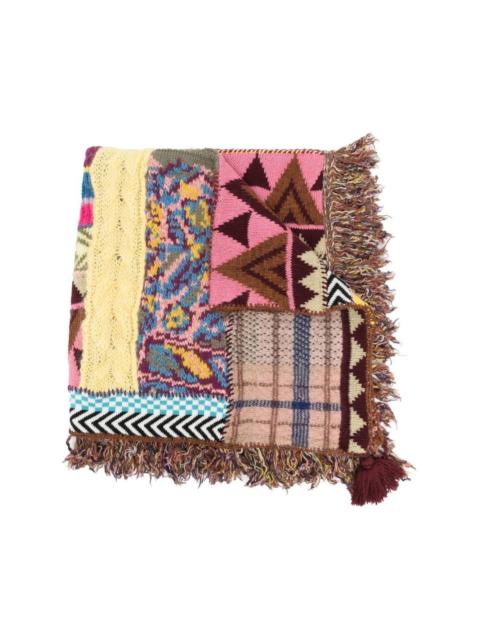 fringed patchwork scarf
