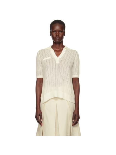 3.1 Phillip Lim Off-White Airy Open Cable Short Sleeve Polo