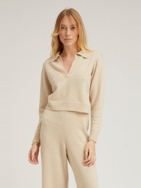 SPRWMN OYSTER CASHMERE HENLEY SWEATER