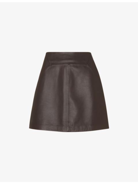 WHISTLES A-Line High-Rise Leather Mini Skirt