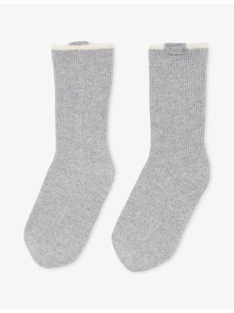 Sandro Two-Tone Knee-High Wool And Cashmere-Blend Socks