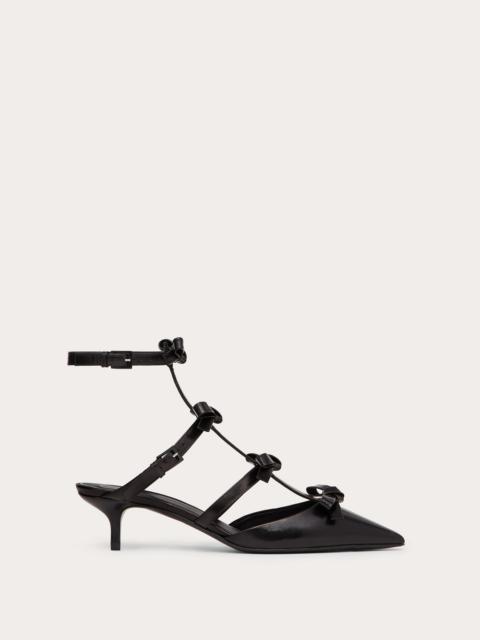 ANKLE STRAP PUMP WITH KIDSKIN FRENCH BOWS  40 MM