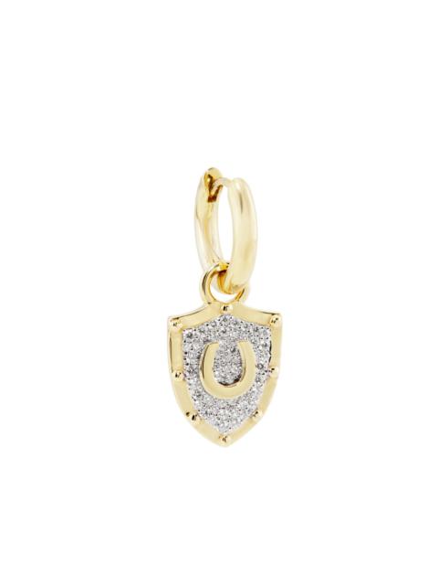 FOUNDRAE Women's Protection 18K Yellow Gold & 0.19 TCW Diamond Single Horseshoe Crest Drop Earring - Yellow G