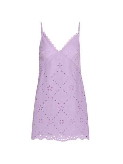 HEMANT & NANDITA Women's Cotton-Linen A-Line Minidress - Purple
