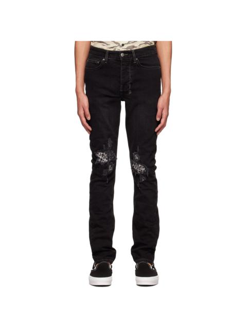 Ksubi Black Chitch Leopard Patch Krow Jeans