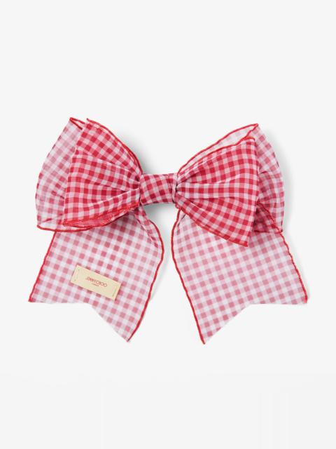JIMMY CHOO Bow Hair Clip Ruby Red Mix Mini Gingham Organza Bow Hair Clip