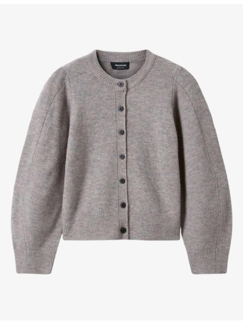 WHISTLES Puff-Sleeved Round-Neck Wool-Blend Cardigan