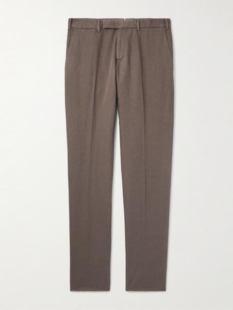 ZEGNA Slim-Fit Tapered Cotton and Linen-Blend Twill Trousers
