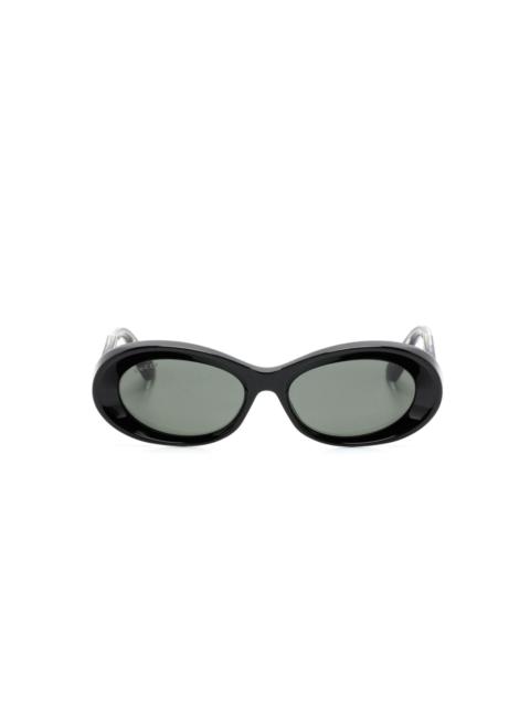 GUCCI logo-debossed oval-frame sunglasses