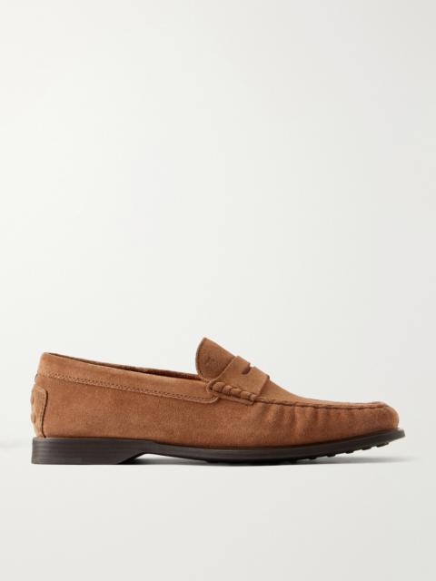 Tod's Gathered Suede Penny Loafers