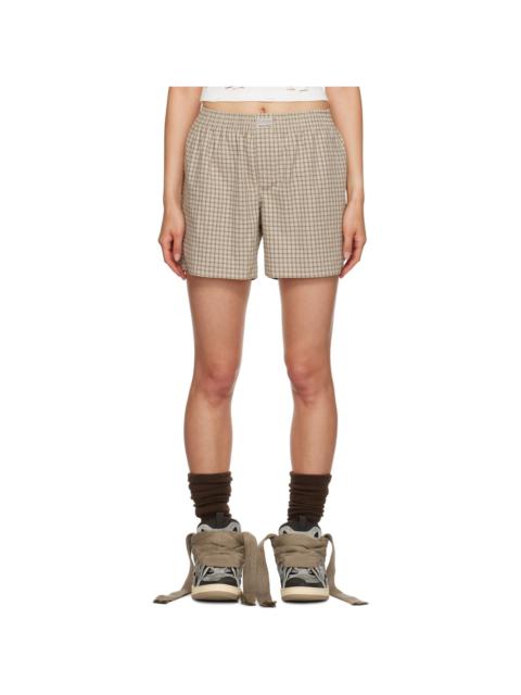ERL Beige Plaid Boy Shorts