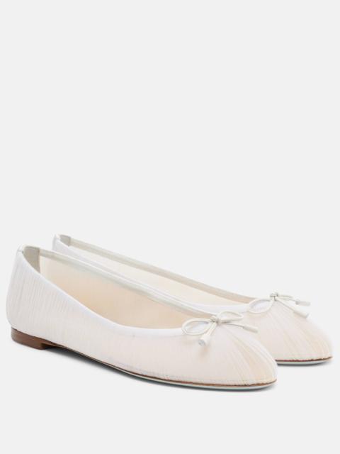 AQUAZZURA Voile leather-trimmed tulle ballet flats
