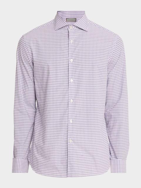 Canali Men's Grid Check Cotton Sport Shirt