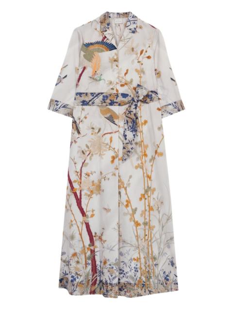 Pierre-Louis Mascia Diomedes bird-print belted shirt dress