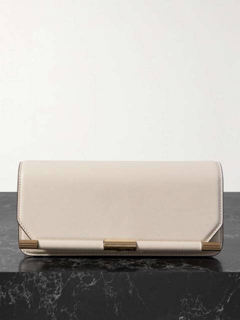 Victoria Beckham 202 crinkled-leather clutch Ivory