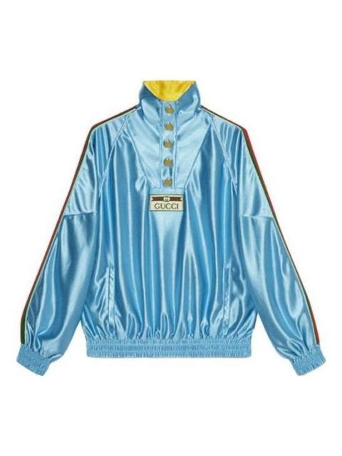 GUCCI Gucci Shiny Jersey Sweatshirt With Web 'Light Blue' 653372-XJDE6-4670