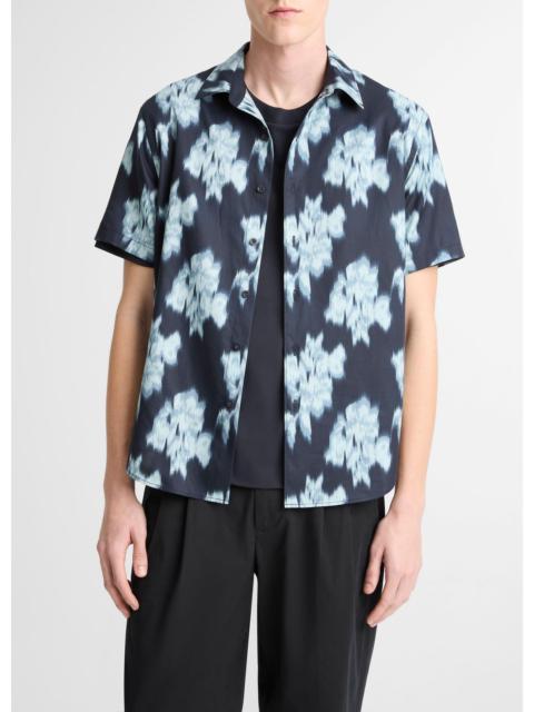 Vince Blurred Roses Cotton-Blend Short-Sleeve Button-Front Shirt