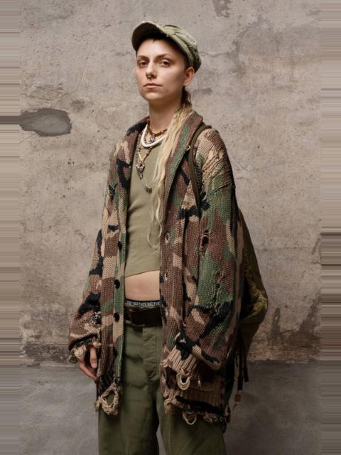 R13 SHAWL LAPEL CARDIGAN - CAMO