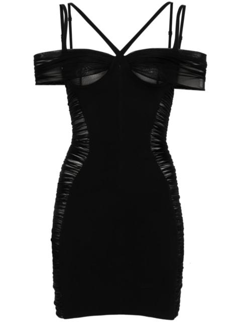 MUGLER ruched panelled mini dress