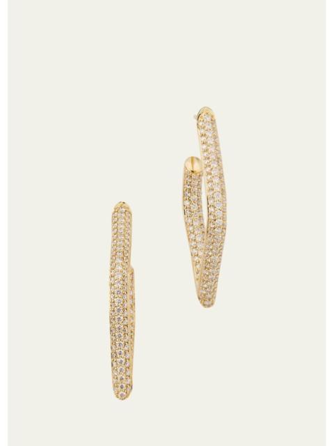 SYDNEY EVAN 14K Pave Diamond Hollow Marquise Hoop Earrings