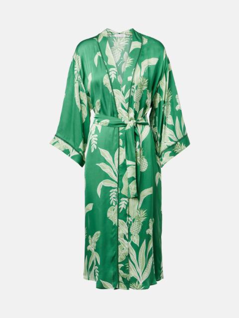 Poupette St Barth Erica floral satin kaftan