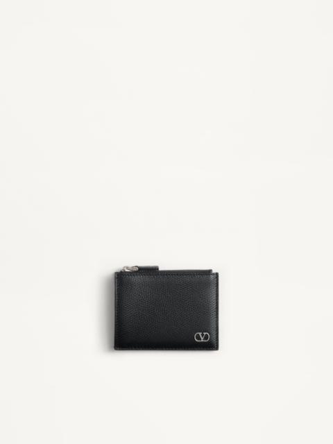 Valentino VLOGO SIGNATURE GRAINY CALFSKIN CARD HOLDER