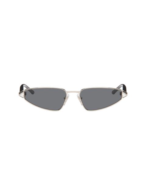 Valentino Silver & Black Metal Cat-Eye Sunglasses