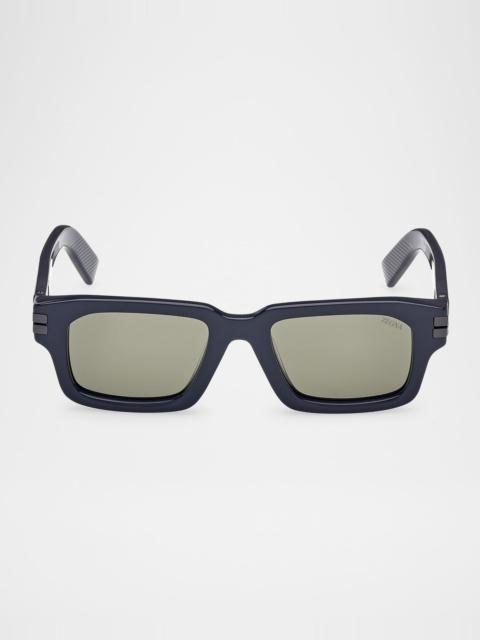 ZEGNA Men's Rectangle Acetate Sunglasses