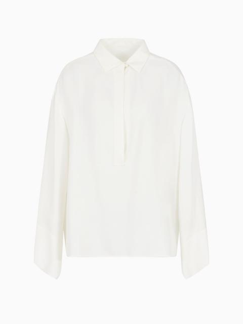 EMPORIO ARMANI Cupro drill shirt with popover opening