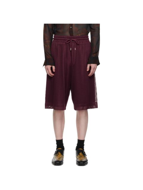 Dries Van Noten Burgundy Paneled Shorts