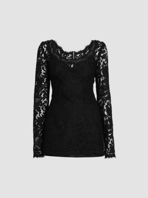 Dolce & Gabbana Women's Lace Scoopneck Mini Dress - Nero