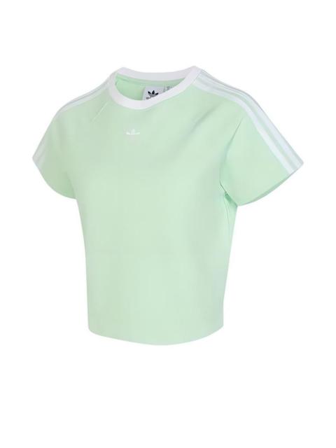 adidas (WMNS) adidas Adicolor 3-Stripes Cali T-Shirt Asia Sizing 'Green White' JC8705