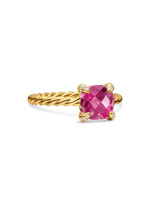 DAVID YURMAN Women's Chatelaine Ring in 18K Yellow Gold with Pavé Diamonds - Pink Tourmaline