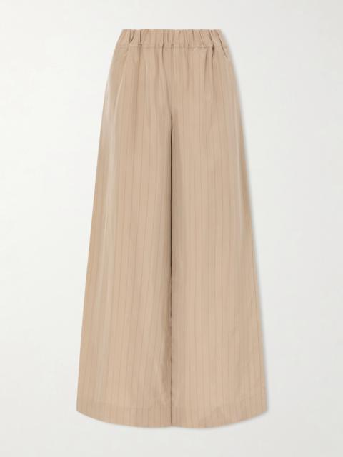 LIBEROWE Pinstriped Satin Wide-leg Pants