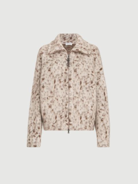 Brunello Cucinelli Lynx jacquard cardigan in mohair and wool with shiny zipper pull