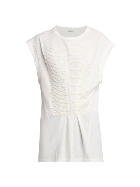 Alexander McQueen Women's Frogging Embroidered Cotton T-Shirt - White