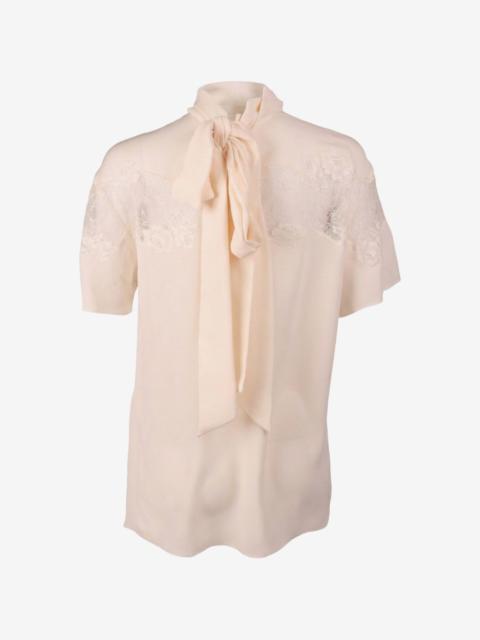 Valentino lace-panelled bow-detail blouse