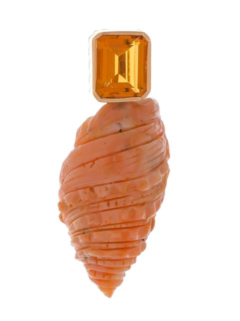 DEZSO Carved Coral Citrine Charm
