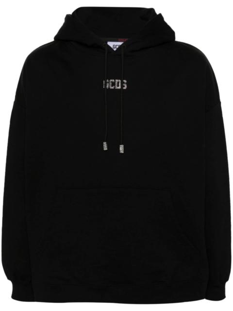 GCDS crystal-embellished-logo cotton hoodie