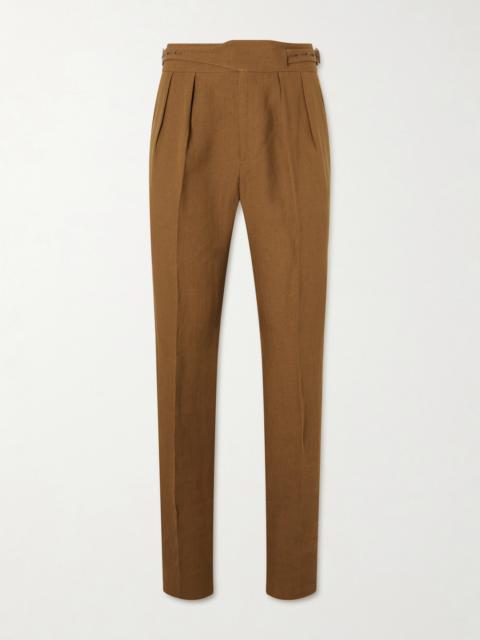 RUBINACCI Manny Straight-Leg Pleated Linen Trousers