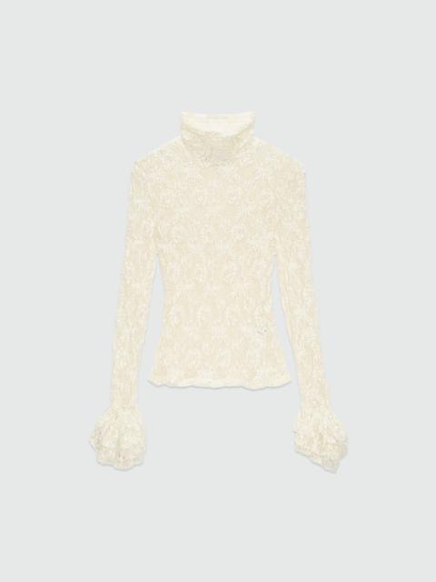 MSGM Ivory stretch lace blouse