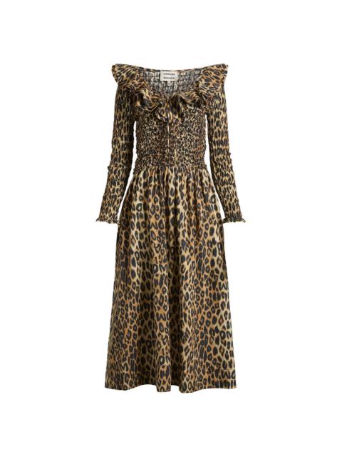 DAMSON MADDER. Damson Madder Harper Shirred Midi Dress